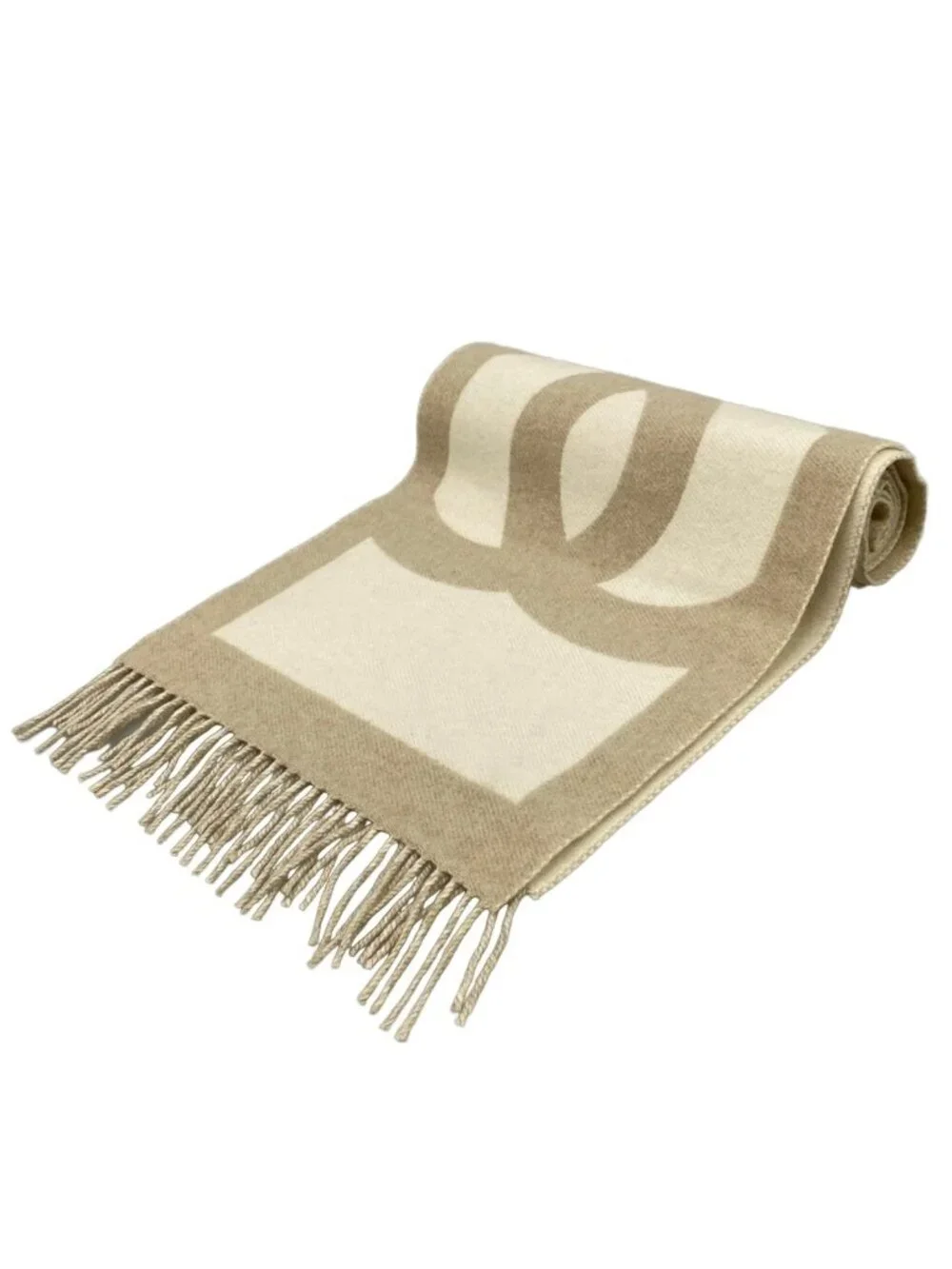 Chanel Scarf Beige Ivory CC Logo Cashmere