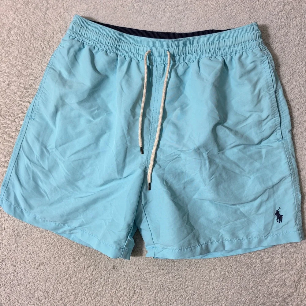Polo Ralph Lauren Swim Trunks Mens Med‎ 30/6 Blue Traveler Pony Logo Pocket