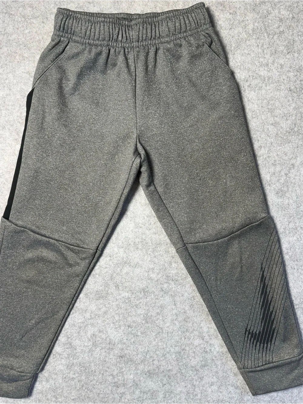 Nike Kids Gray Jogger Sweatpants with Black Side Stripe