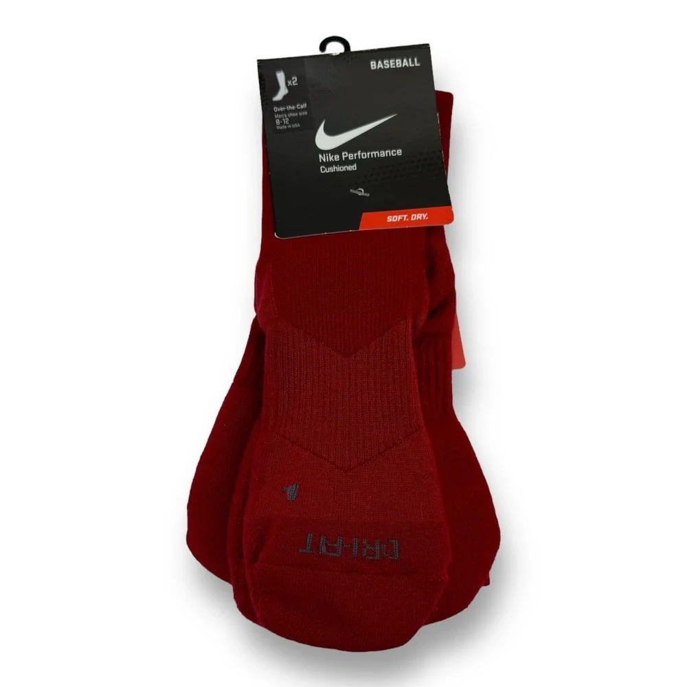 Nike NWT Performance Cushioned Baseball Over-the-Calf‎ Dri-FIT Socks Red Size L