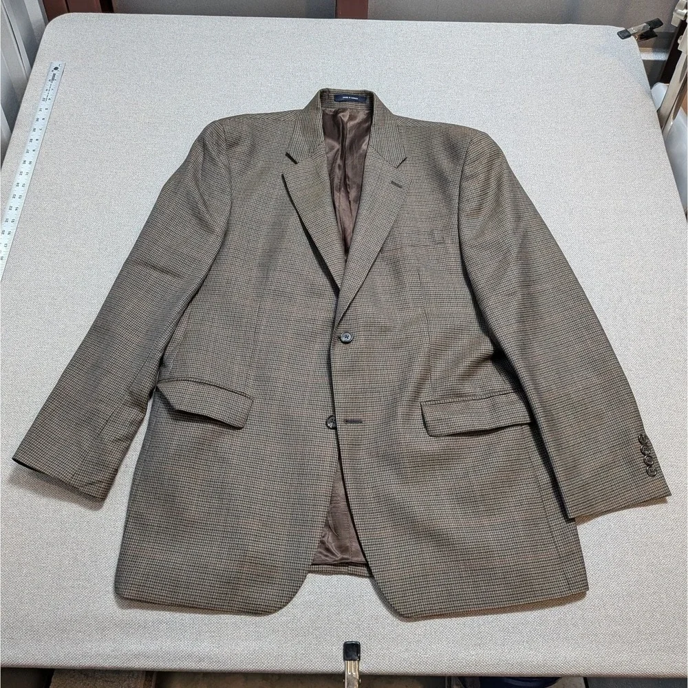 Ralph Ralph Lauren Men's Blazer 44L Brown Plaid 100% Wool Sport Coat Jacket