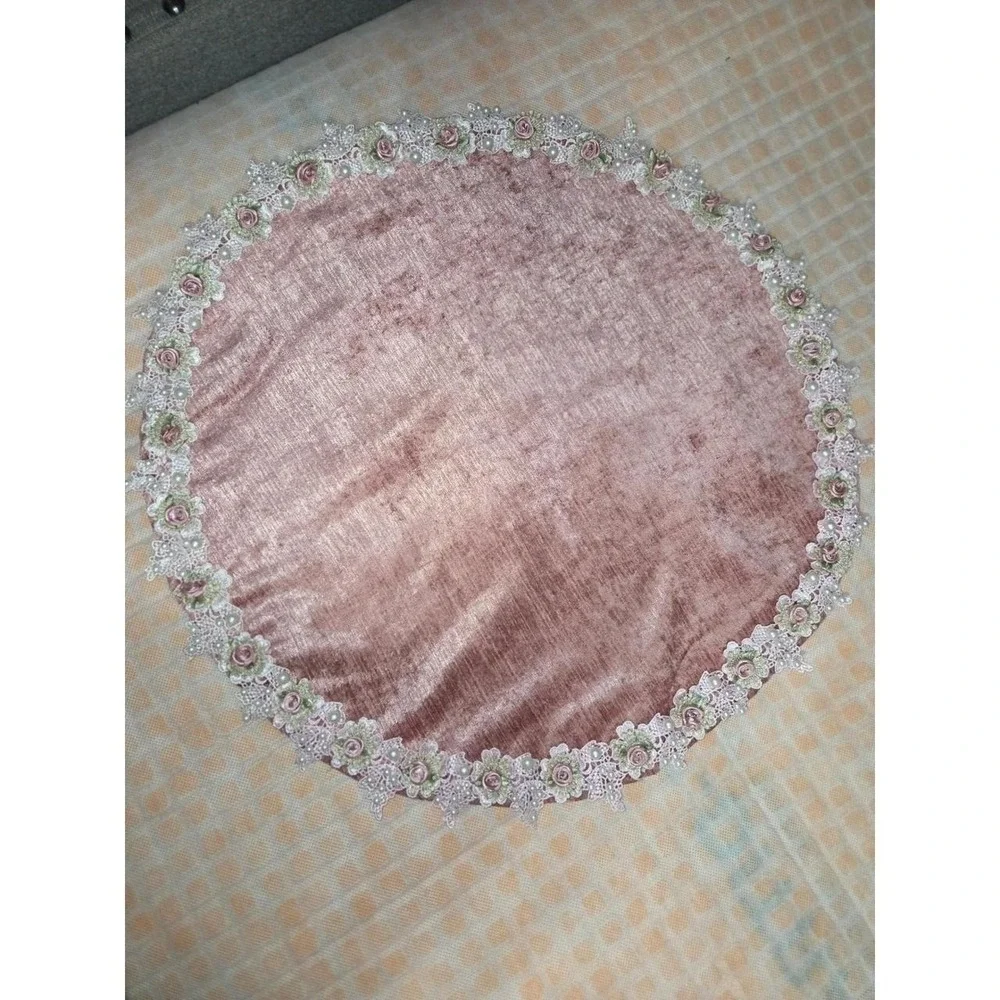 Table Mat Home 17in Pink Coquette Shabby Chic Victorian Velvet