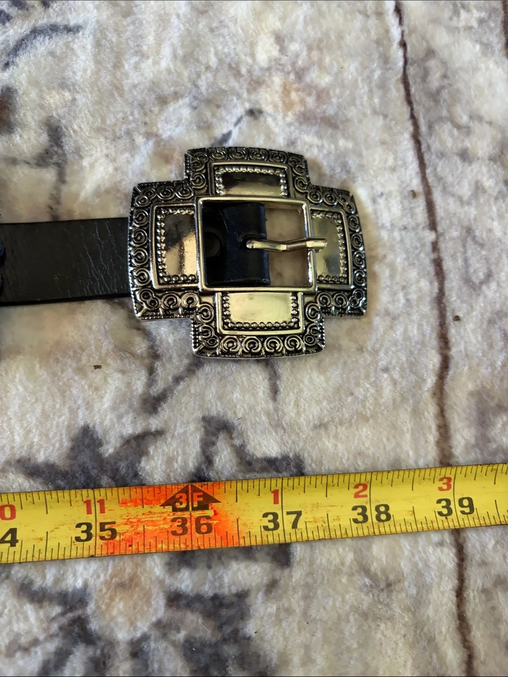 Black Leather Western Concho Belt with Silver-Tone Buckles medium.