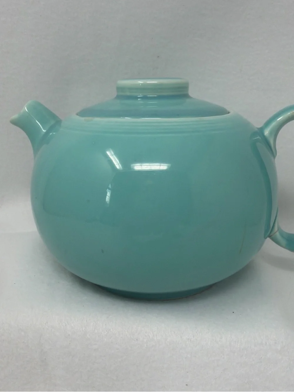 Vintage Teal Ceramic Teapot with Lid