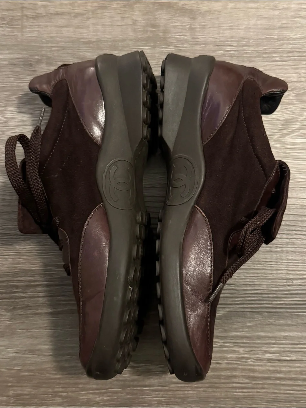 CHANEL brown suede