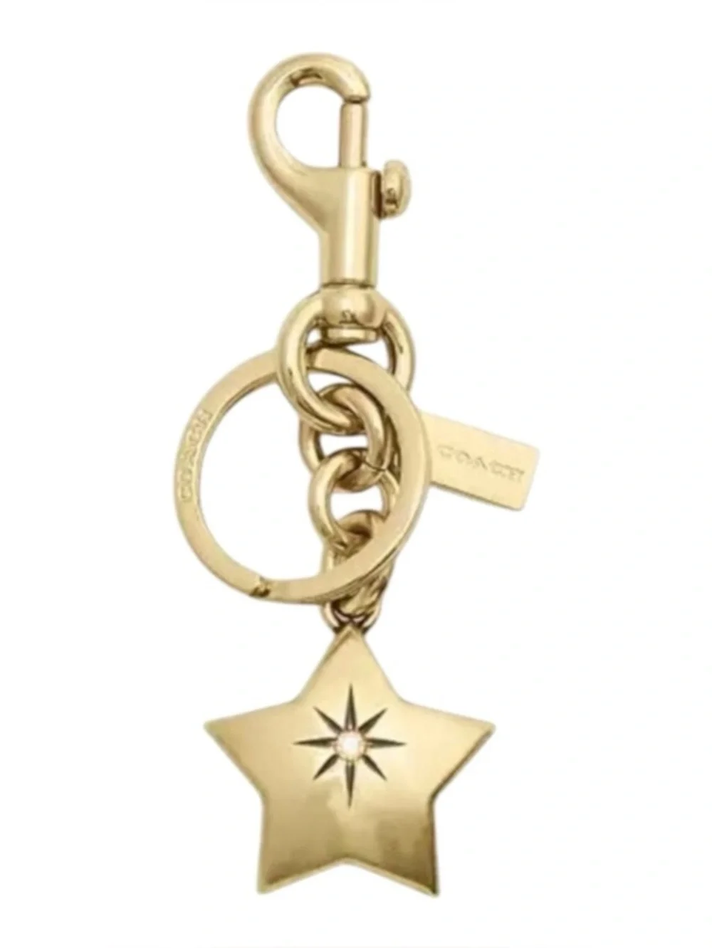 Coach NWT Gold Star Charm Key & Card Holder Accent