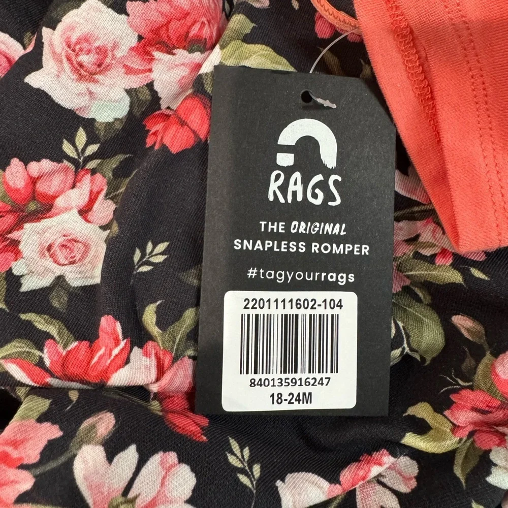 Rags Floral Baby Romper with Coral Accents 18-24 Months New NWT