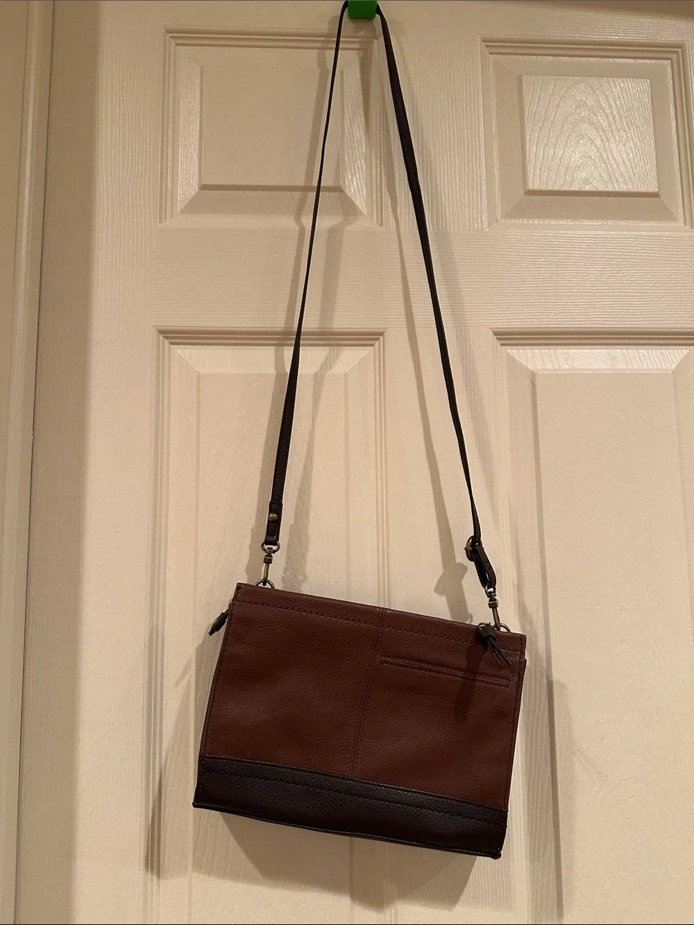 The Sak Two-Tone Brown Leather Messenger Crossbody