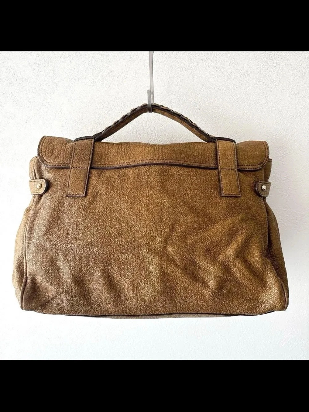 Mulberry Tan Leather Satchel with Gold Hardware