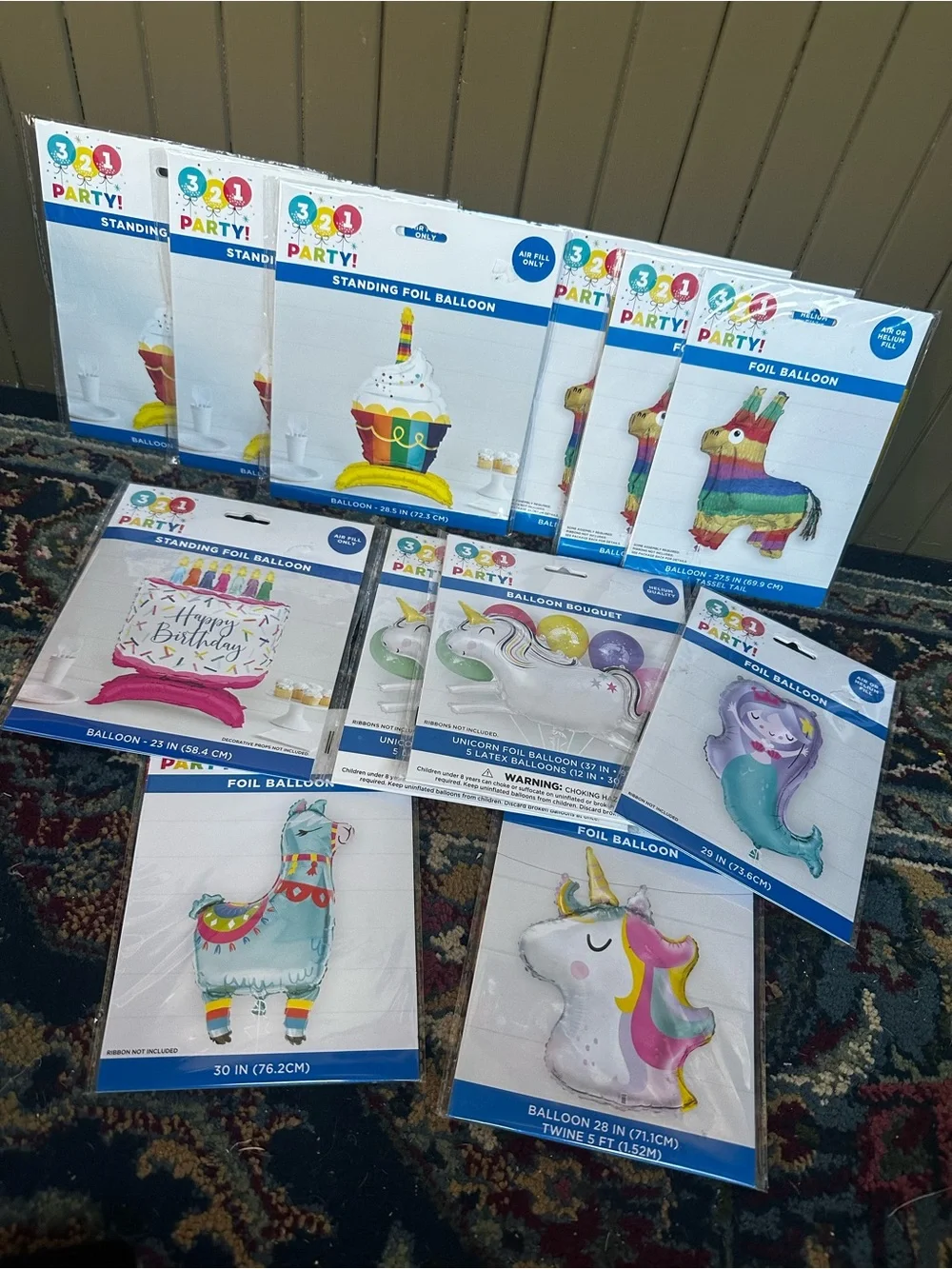 Rainbow Unicorn, Llama & Mermaid Foil Balloon Lot of 12 SEALED