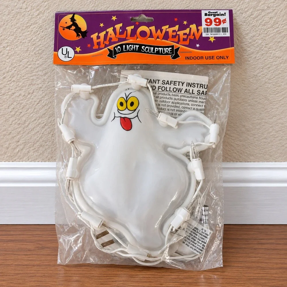 Vintage Halloween Ghost 10 Light Sculpture String Lights NIP Retro Indoor Decor