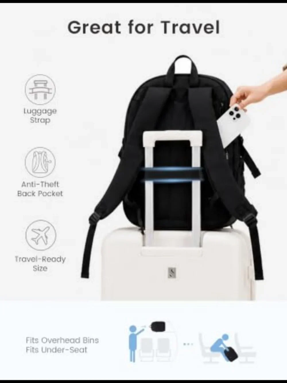 Unisex Casual Laptop Backpack Water Resistant Fits 15.6