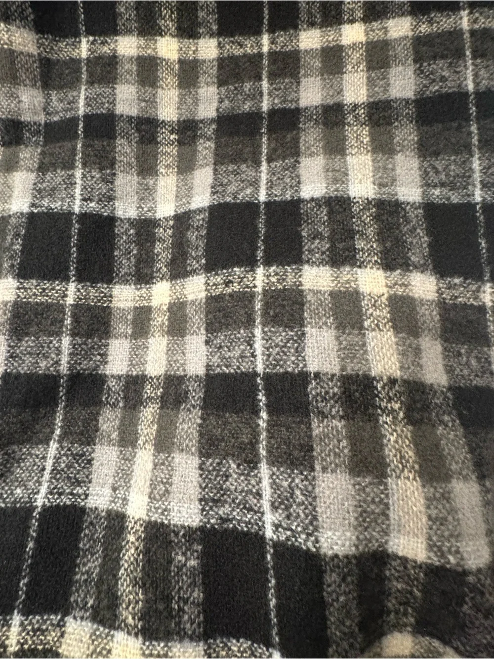 Plaid Black and White Wool-Blend Throw Scarf