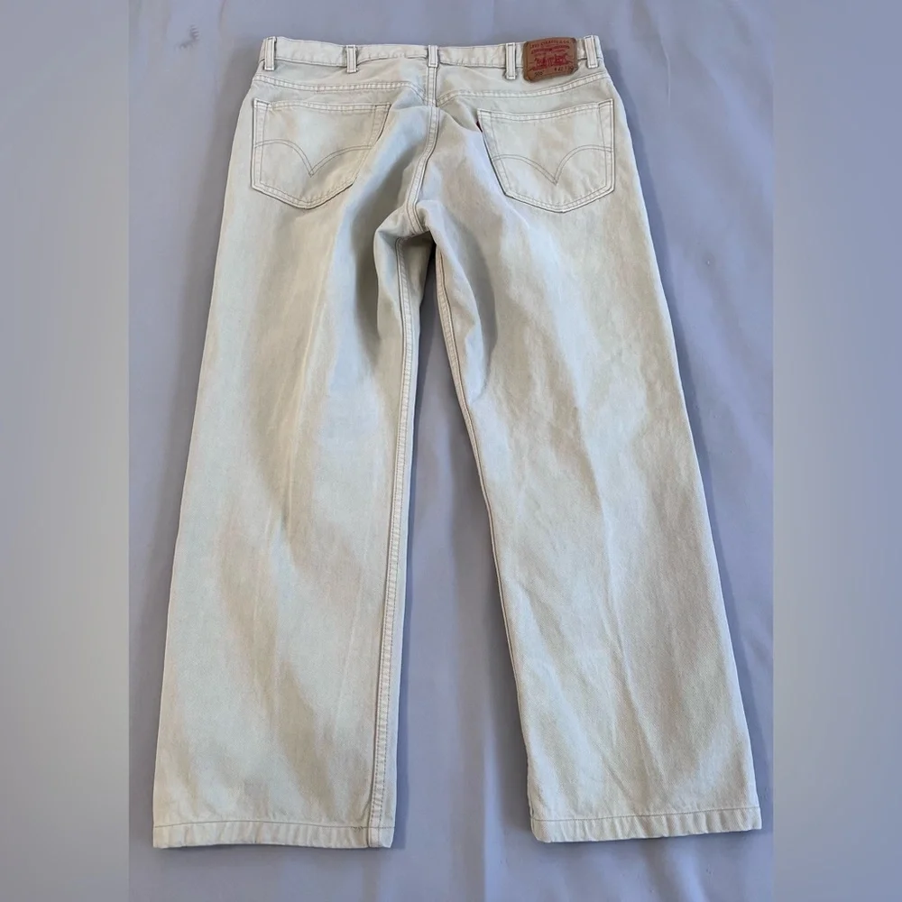 LEVIS 505 Regular Fit Jeans Mens 42 Beige‎ Straight Regular Denim W42 L32