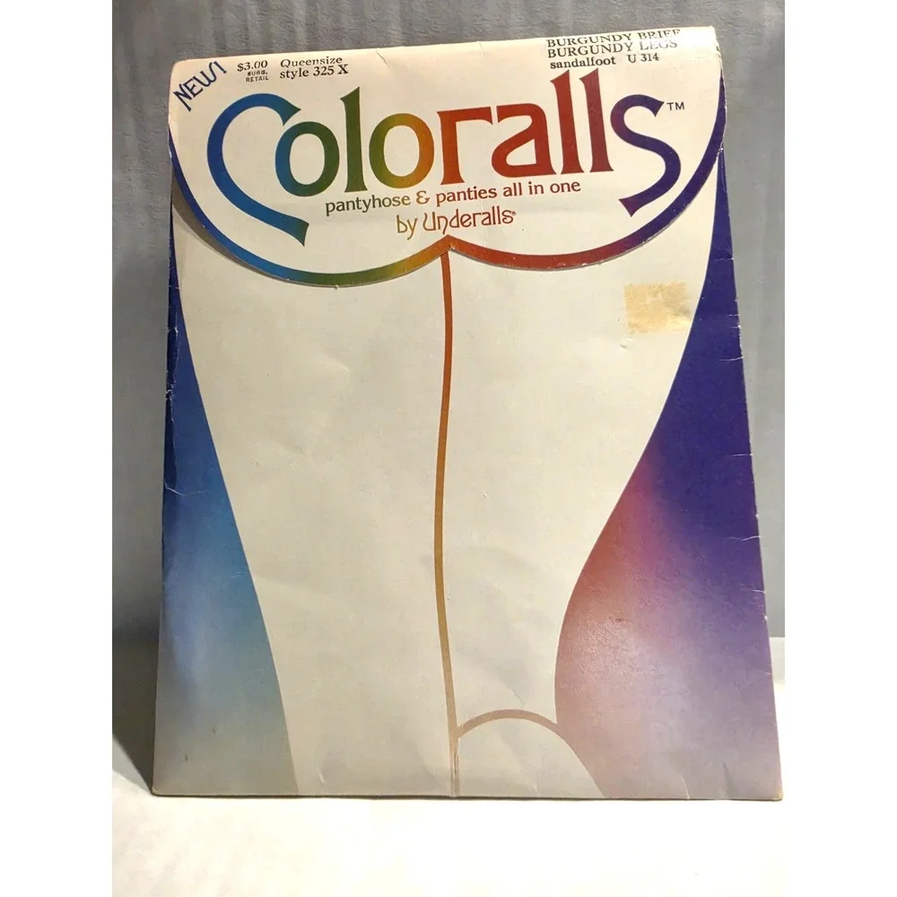 Vintage 1983 Coloralls Queensize sandalfoot pantyhose Burgundy 