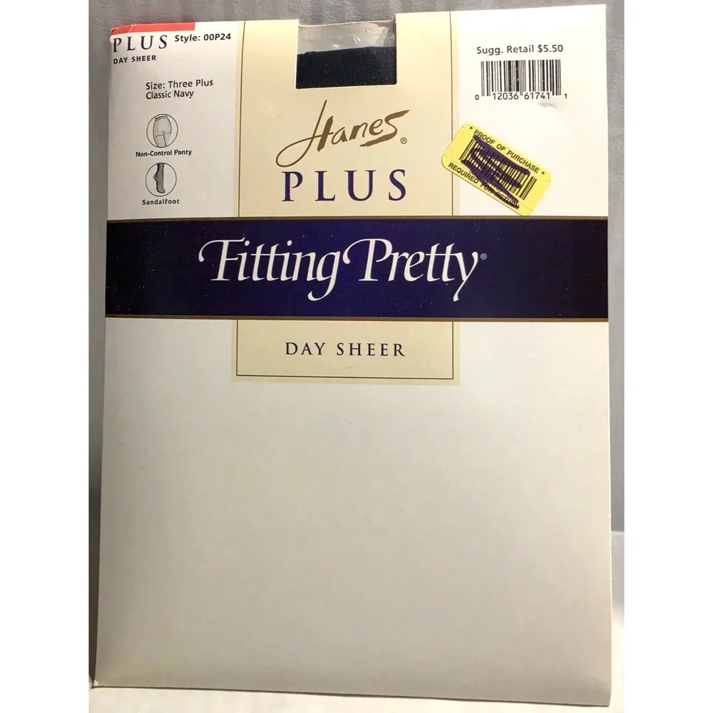 Hanes Plus Fitting Pretty Day Sheer Three Plus 3+ Navy