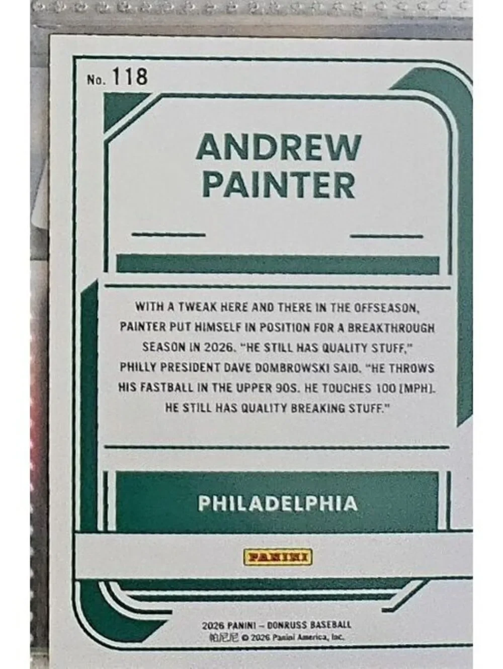 Donruss andrew painter