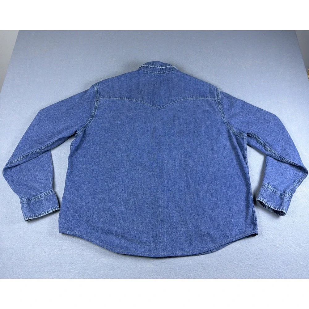 Levis Pearl Snap Shirt Mens Extra Large Blue Long Sleeve Denim Western Standard