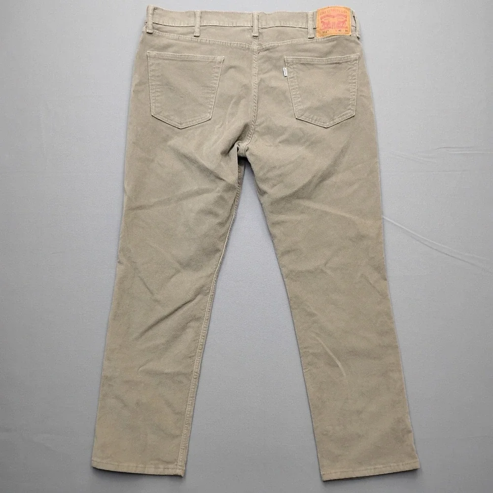 Levis 511 Slim Fit Corduroy Pants Mens 40x30 Beige Tan Stretch Corduroy