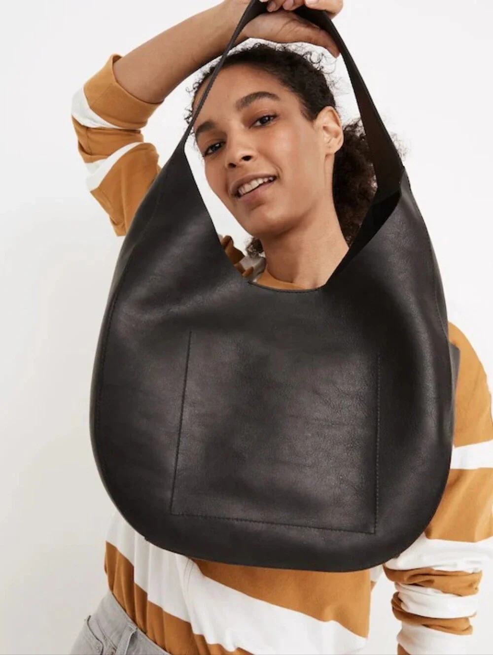 Madewell oversized shopper bag purse leather black tote shoulder hobo