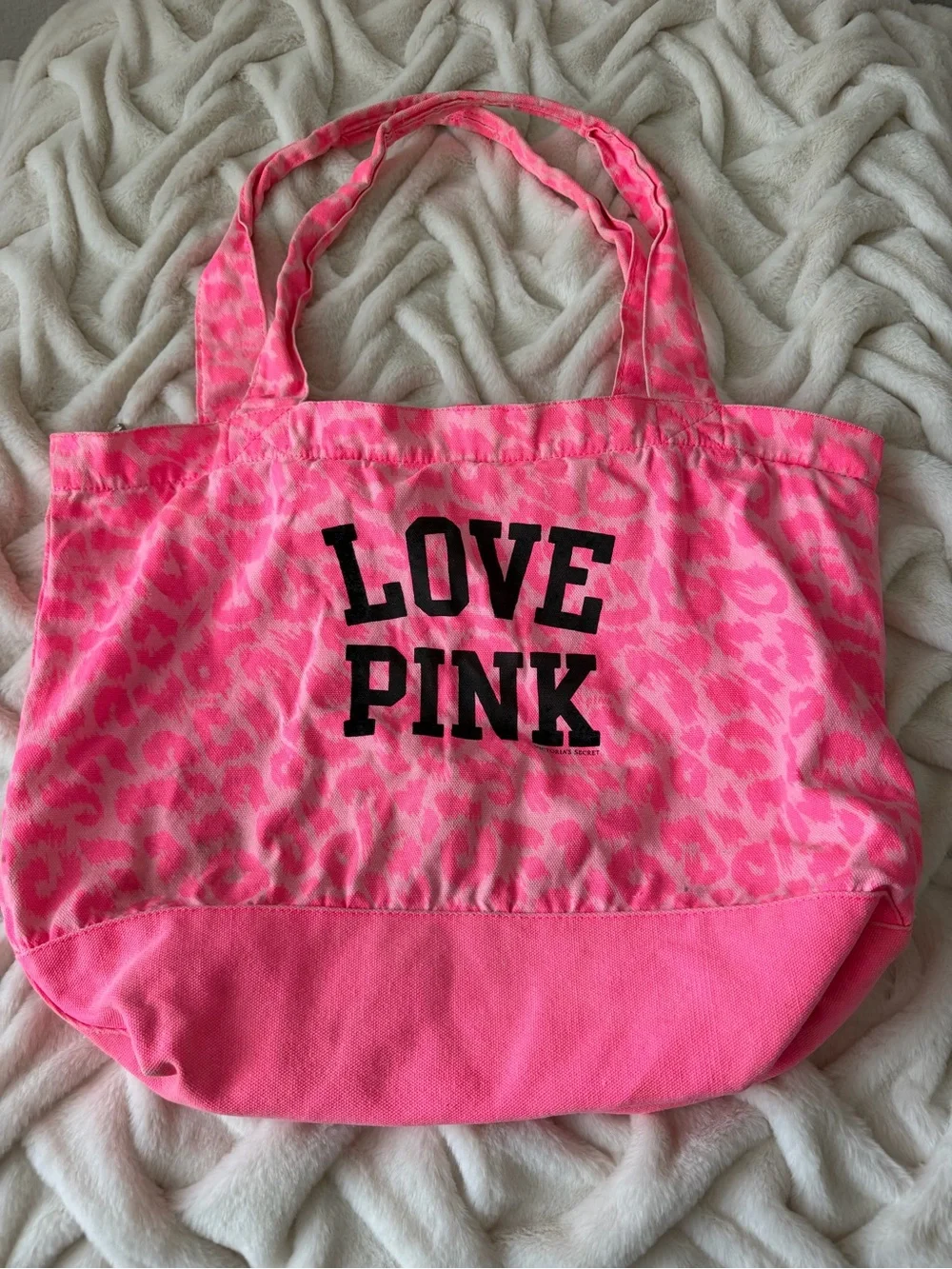 Vintage Victoria’s Secret PINK Love Pink Leopard Canvas Tote Bag Y2K