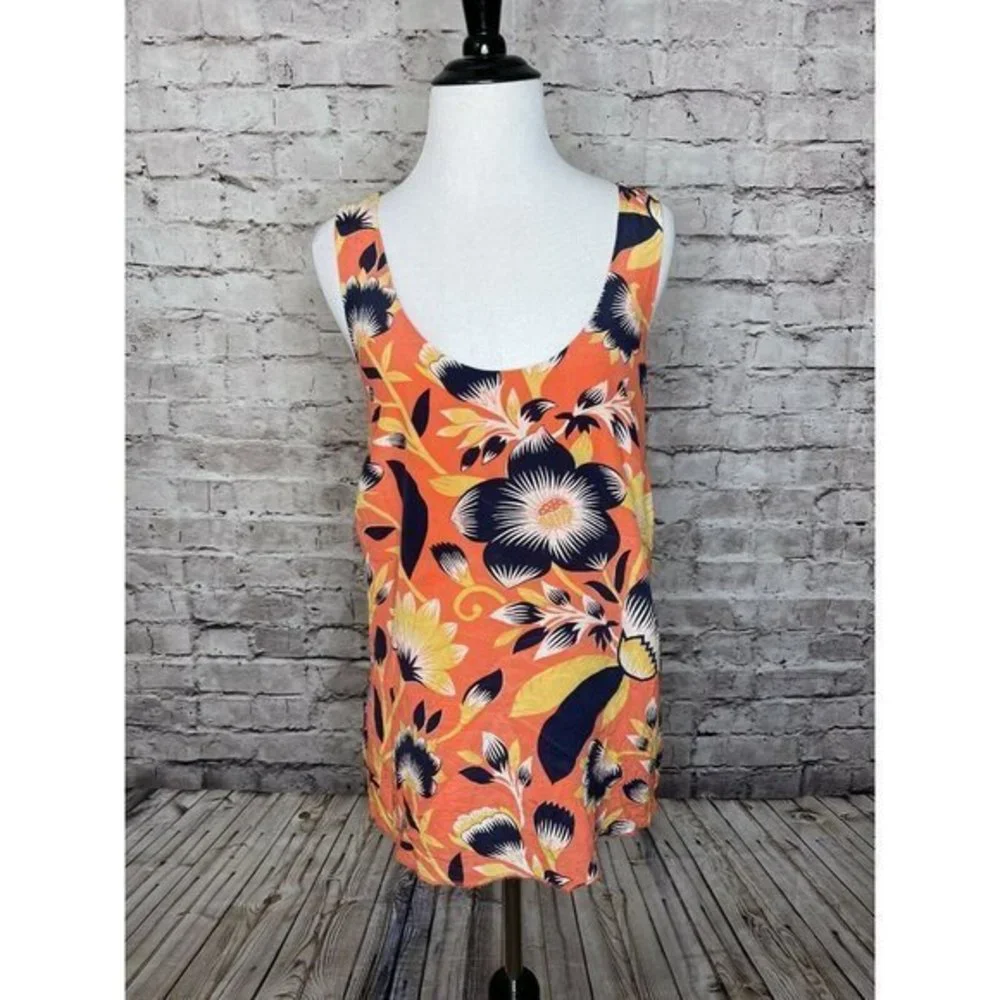 J Crew A7488‎ Hibiscus Floral Twist Back Top