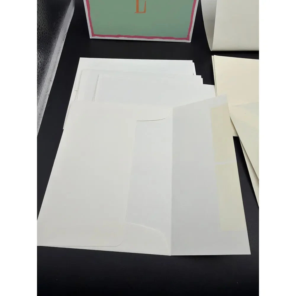 Vintage Monogram E Stationery Lot 13 Cards Envelopes Deckle Edge Cupid Cherub