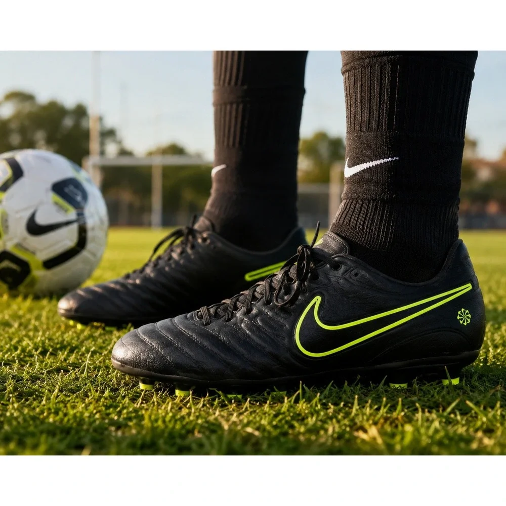 Nike Tiempo Legend Black‎ Volt Soccer Cleats FG Youth Cleats