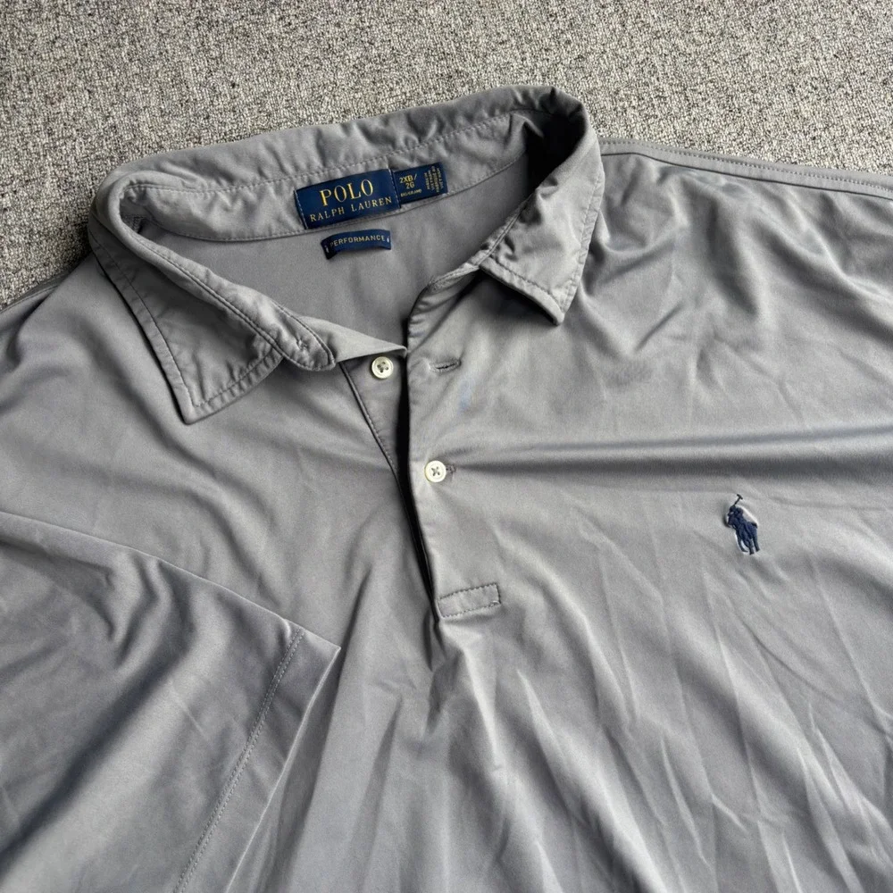 Polo Ralph Lauren Polo Mens‎ 2XB Gray Performance Short Sleeve Pony Golf Shirt