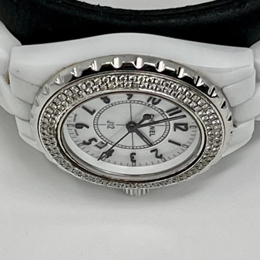 Chanel J12 White Ceramic Diamond Bezel Watch Swiss Made‎ H0968 H0967