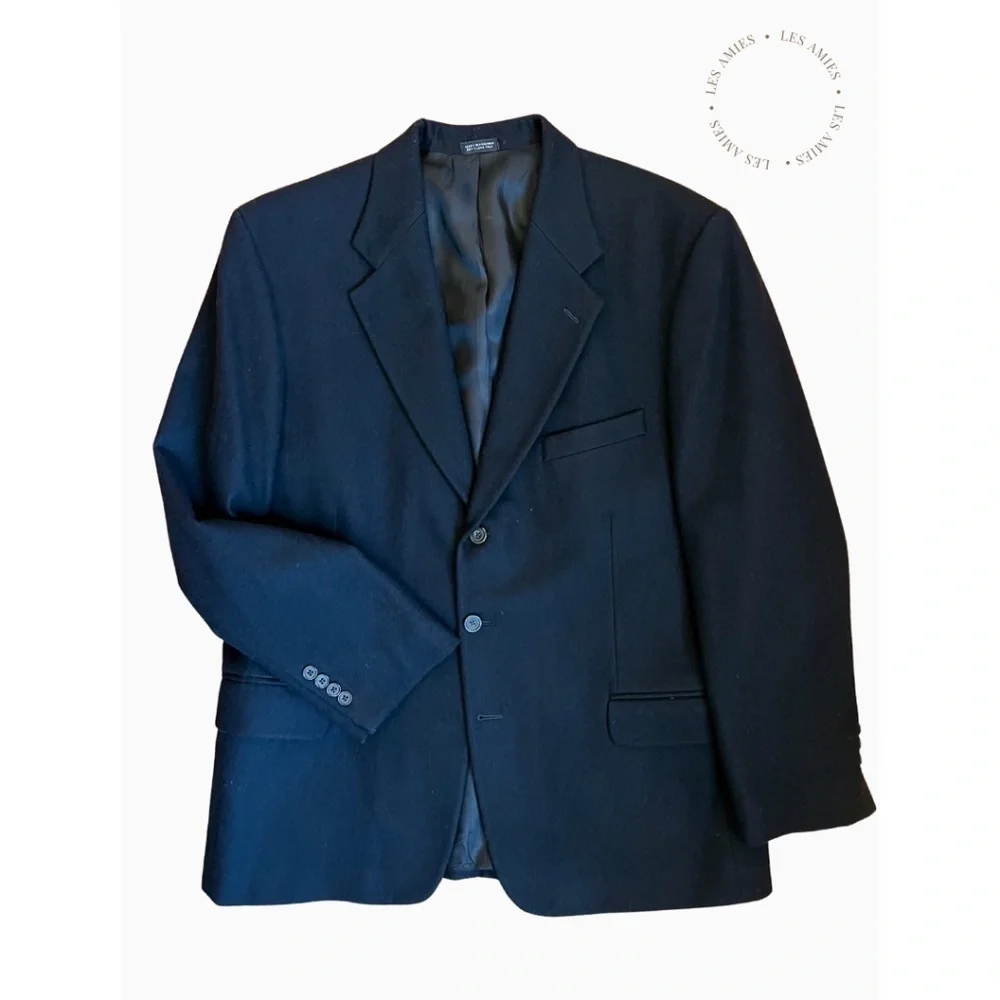Oscar de La Renta Men Wool and‎ Cashmere Classic Black Blazer Suit Jacket 44R