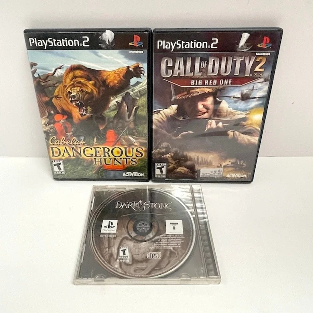 3 Vintage PS2 Ps1 Gems Call of Duty‎ 2 Dangerous Hunts Dark Stone Untested