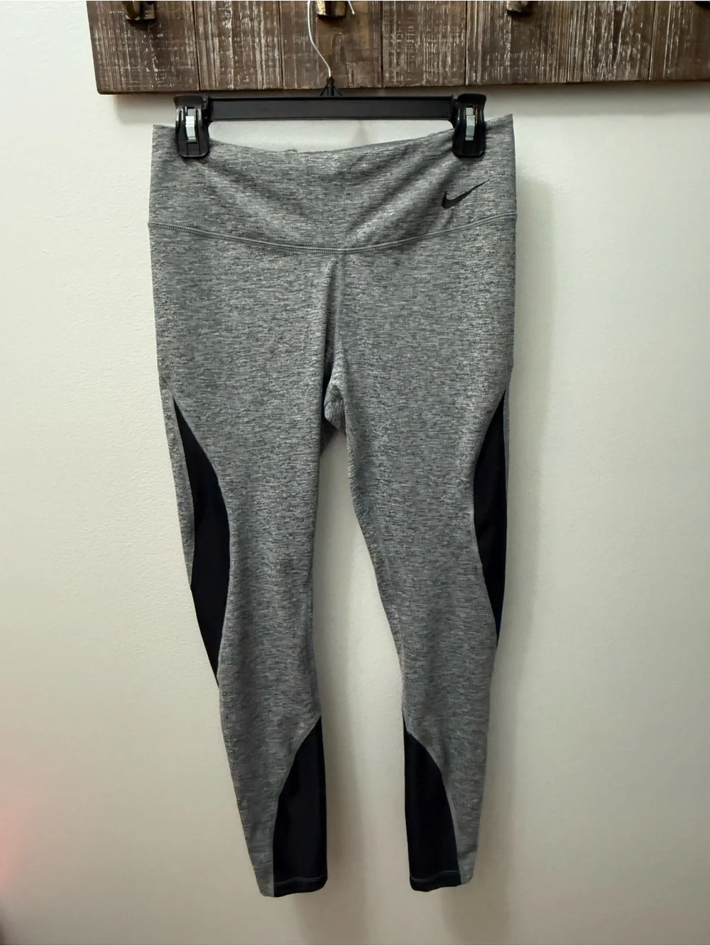Nike Grey Heather Leggings with Black Accent Panels