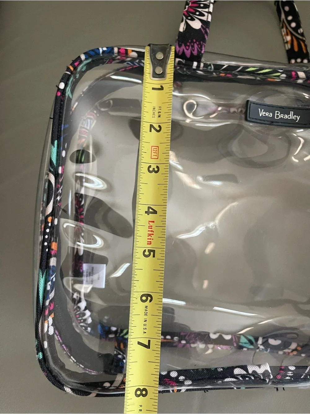 Vera Bradley Clear Cosmetic Case with Black Floral Trim