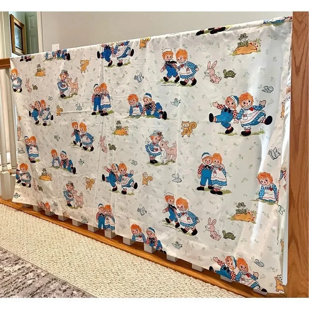 Vintage‎ 1970s Raggedy Ann & Andy twin Flat Sheet Set Bobbs Merrill CO