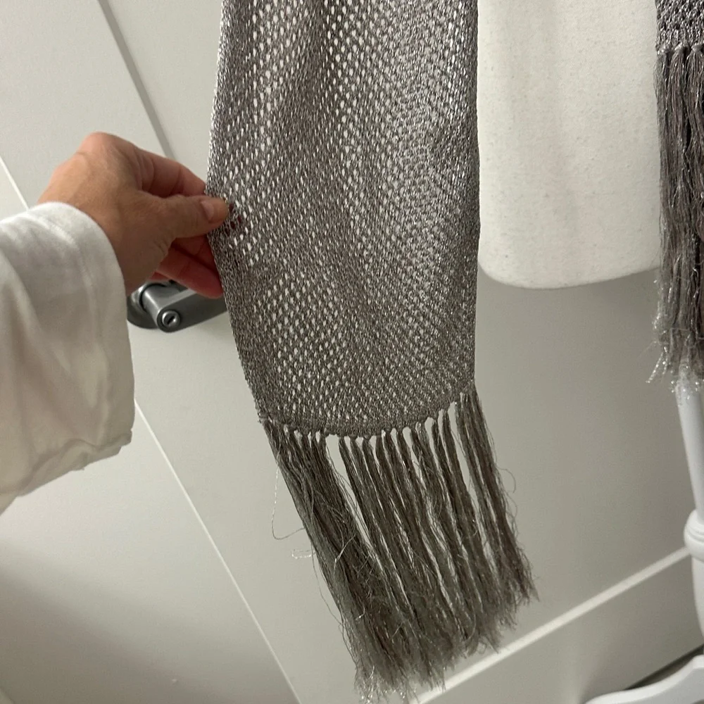 Missoni Orange Label Smoking Scarf with Fringe RARE Silver