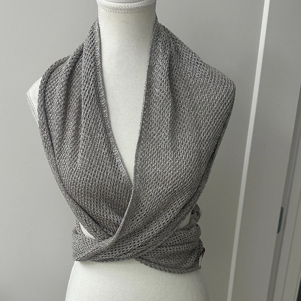 Missoni Orange Label Smoking Scarf with Fringe RARE Silver