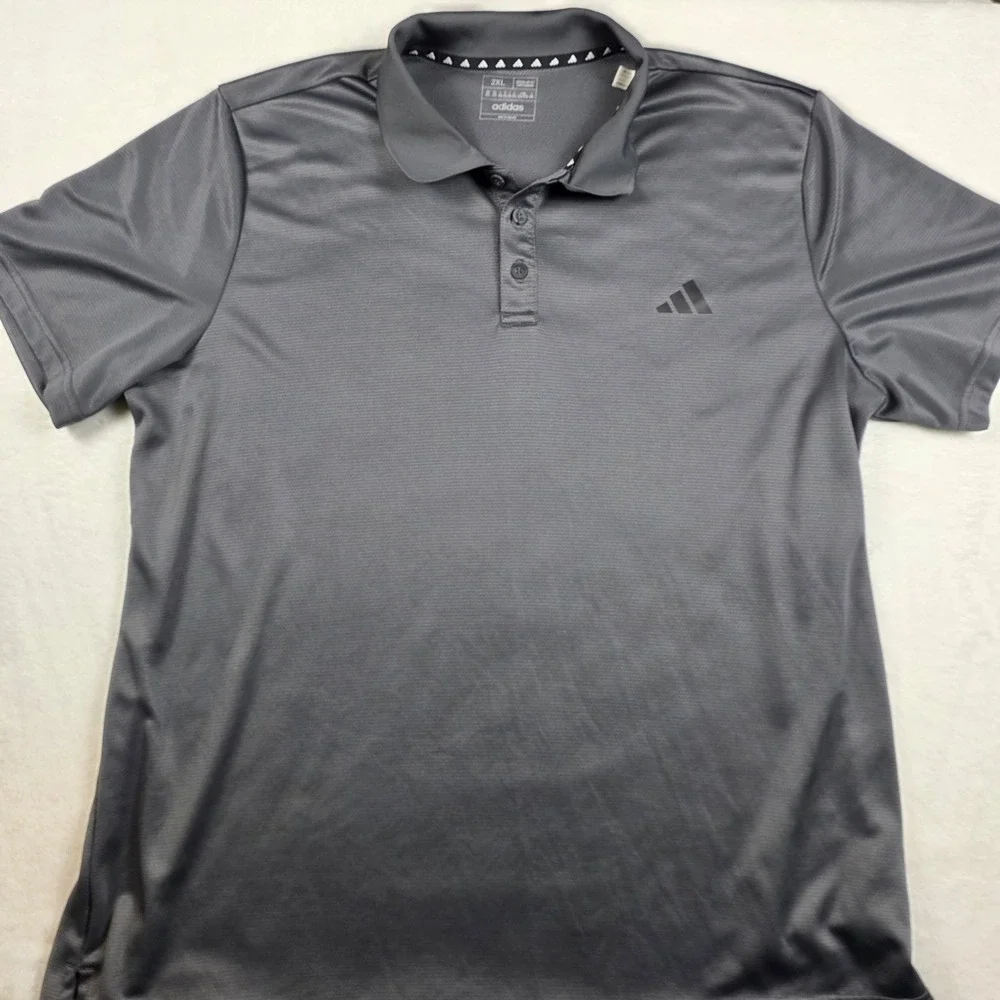 Adidas‎ Polo Shirt Mens 2XL Gray Excellent Aeroready Textured Golf IW5024
