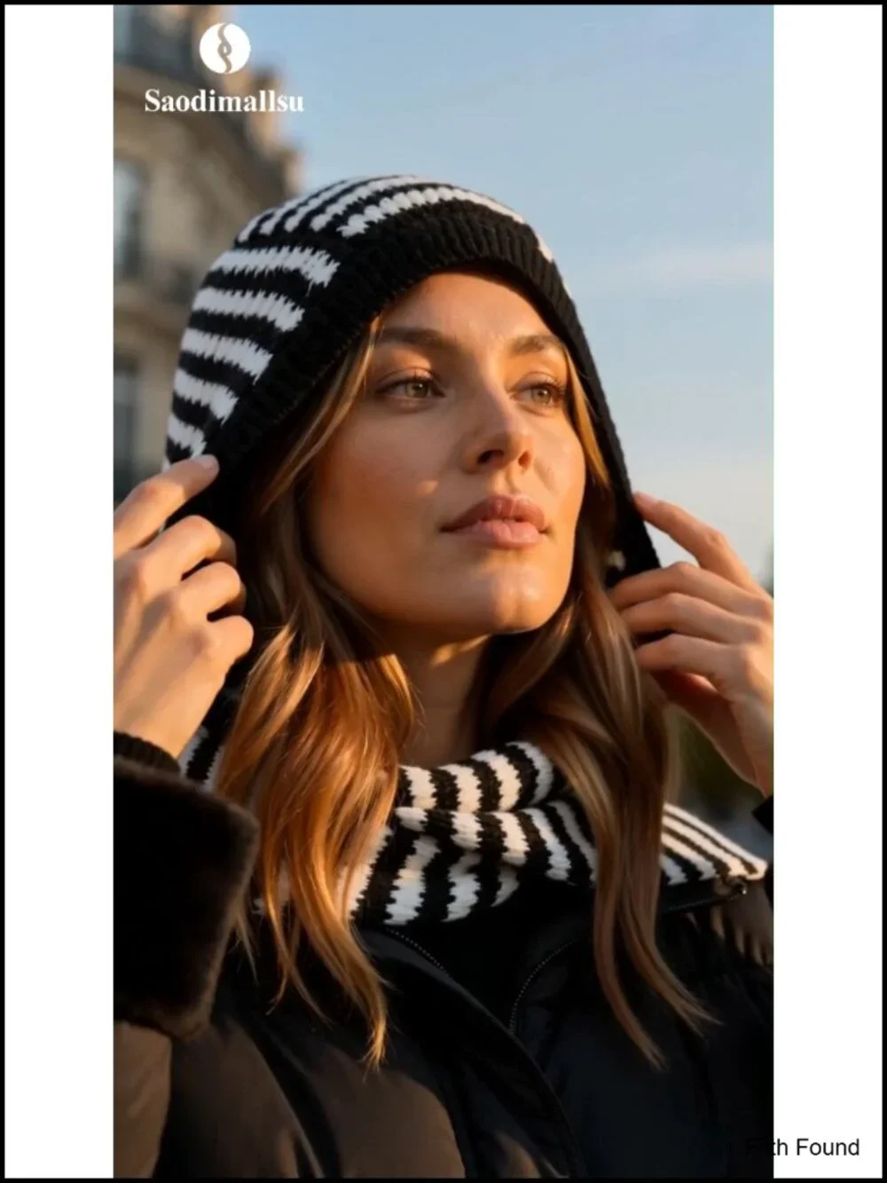 N/A striped hooded