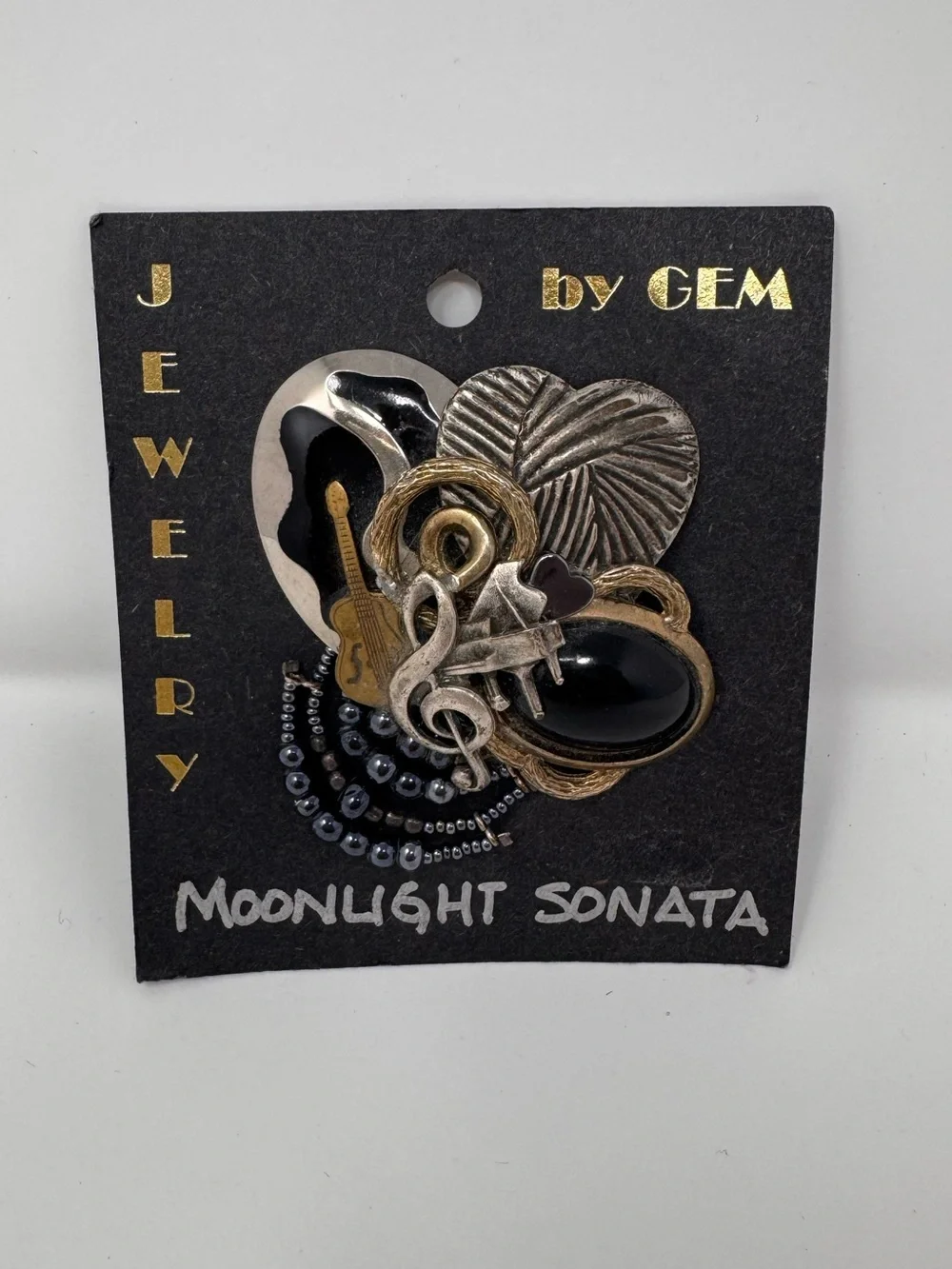 Jewelry by‎ Gem Piano Treble Clef Guitar Music Charm Safety Pin Brooch Mix Metal