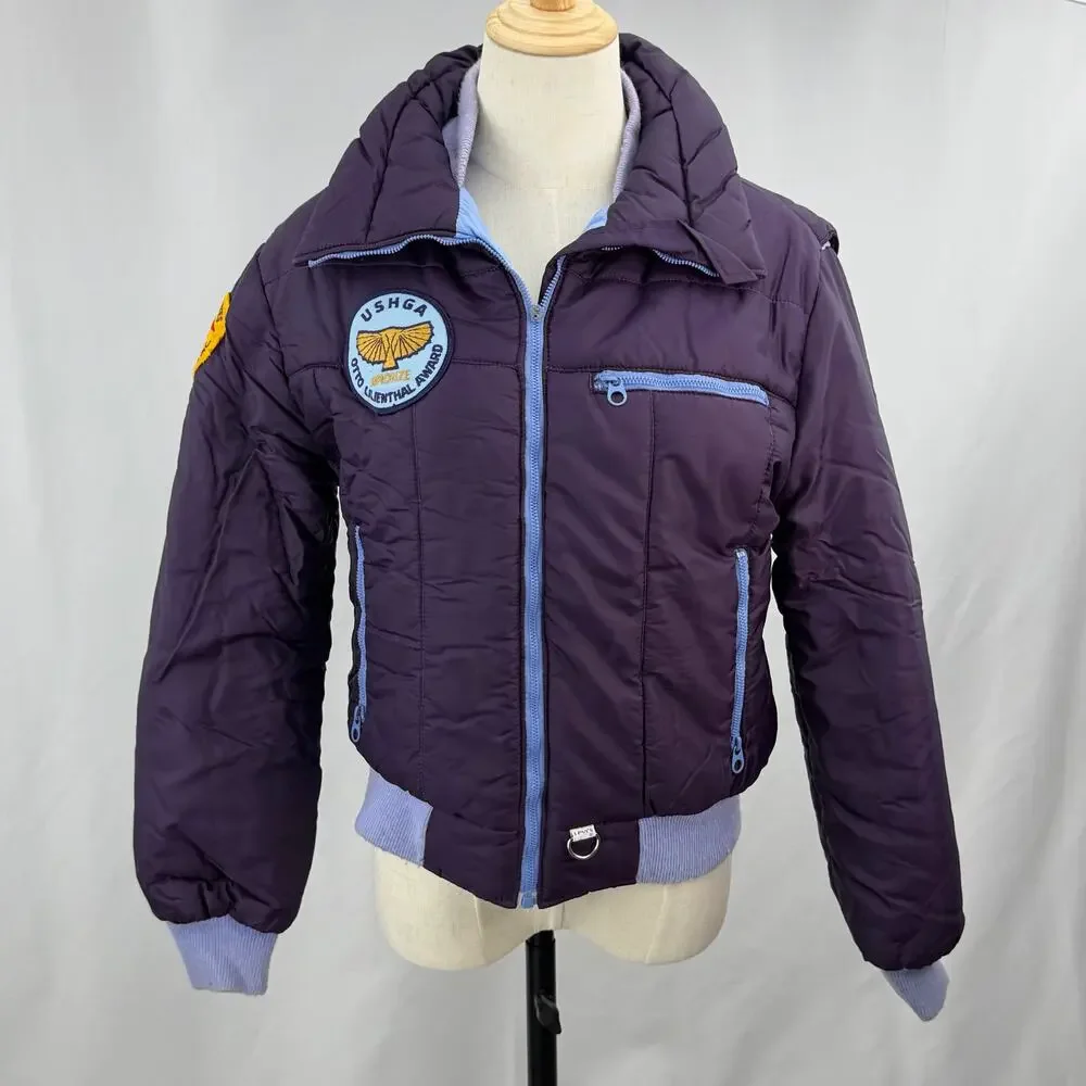 Vintage Levi's USHGA Hang‎ Gliding Puffer Jacket USA Plum Blue Youth 12