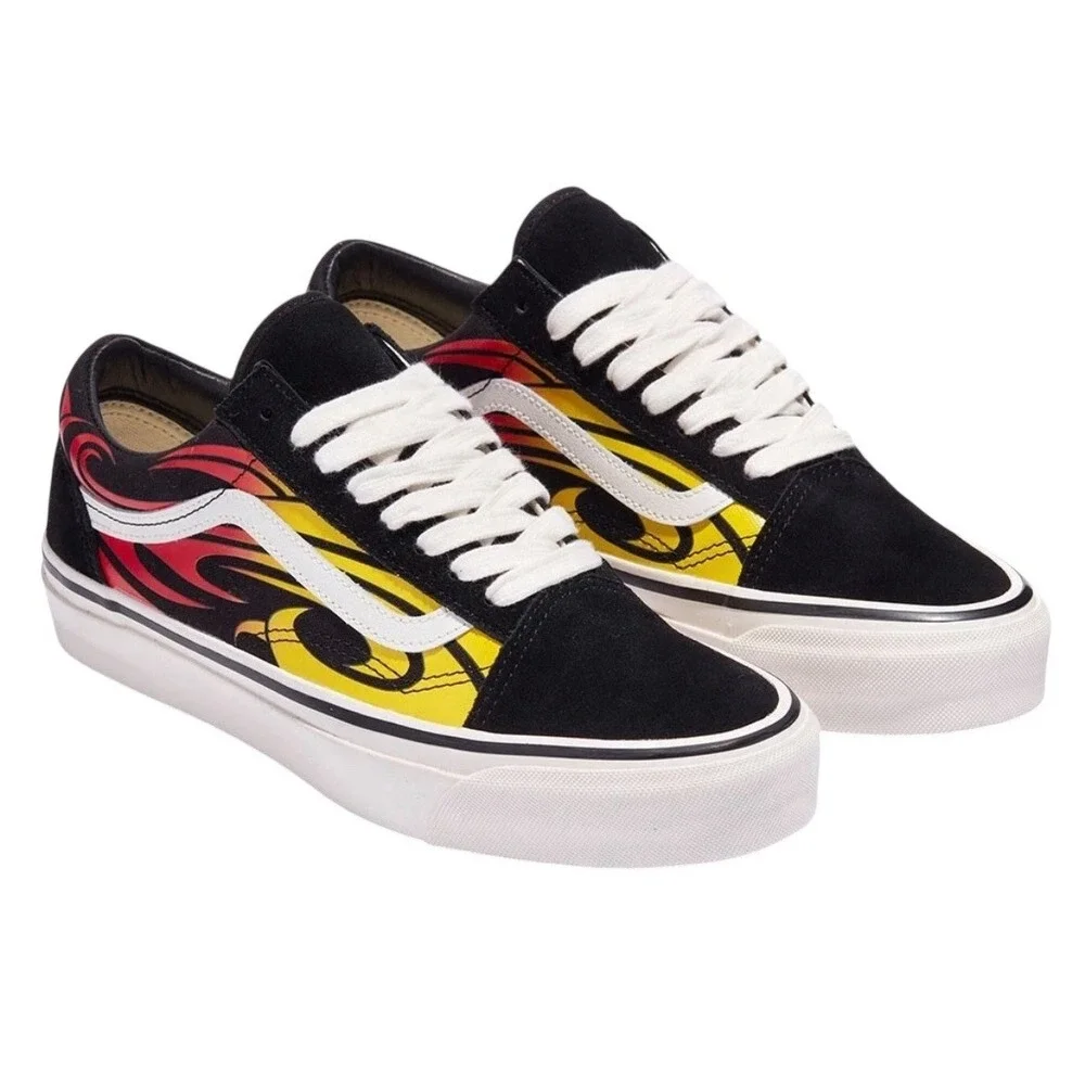 Vans Premium Flame Old Skool Y2K Skate Sneakers Black VN000D56MCG US M7/W‎ 8.5