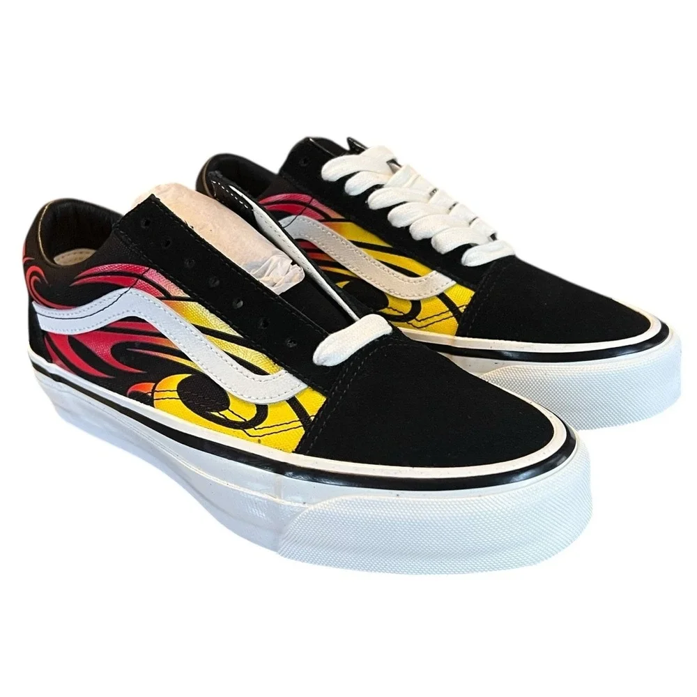 Vans Premium Flame Old Skool Y2K Skate Sneakers Black VN000D56MCG US M7/W‎ 8.5