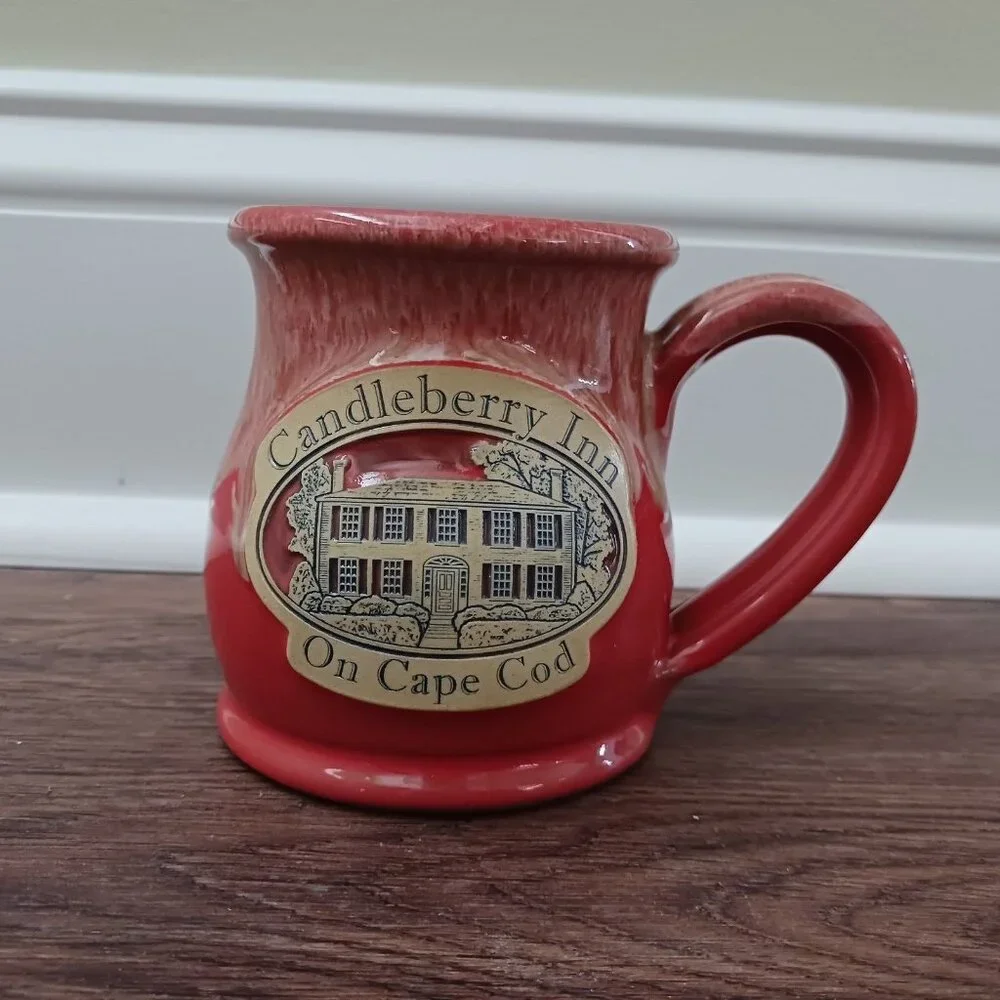DENEEN POTTERY Handthrown Candleberry Inn‎ on Cape Cod Mass Pink Coffee Mug