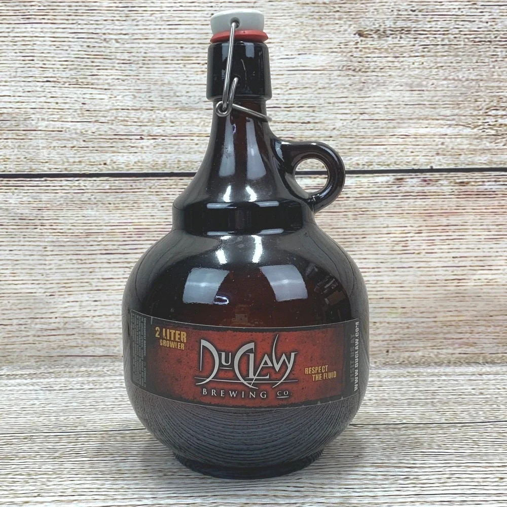 DuClaw Brewing Co. Amber Brown Glass‎ Growler 2 Liter Flip Top Beer Bottle EMPTY