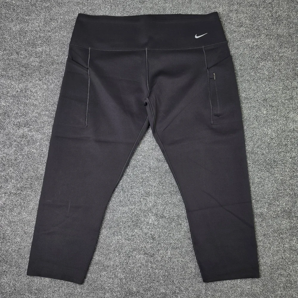 Nike Go Firm Support High Waisted Leggings Women's XXL Black Dri-FIT Cropped