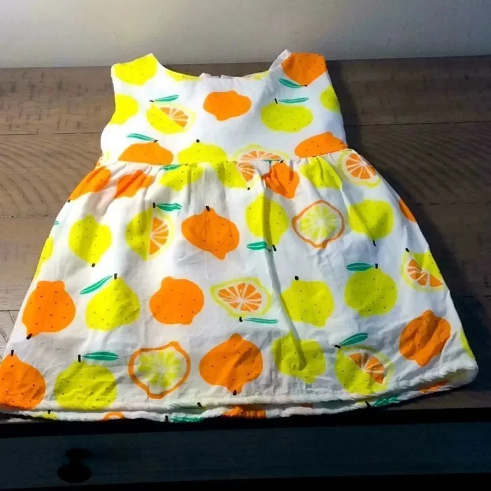 Lemon & Orange cotton dress 2/3T 17” long 10”waist