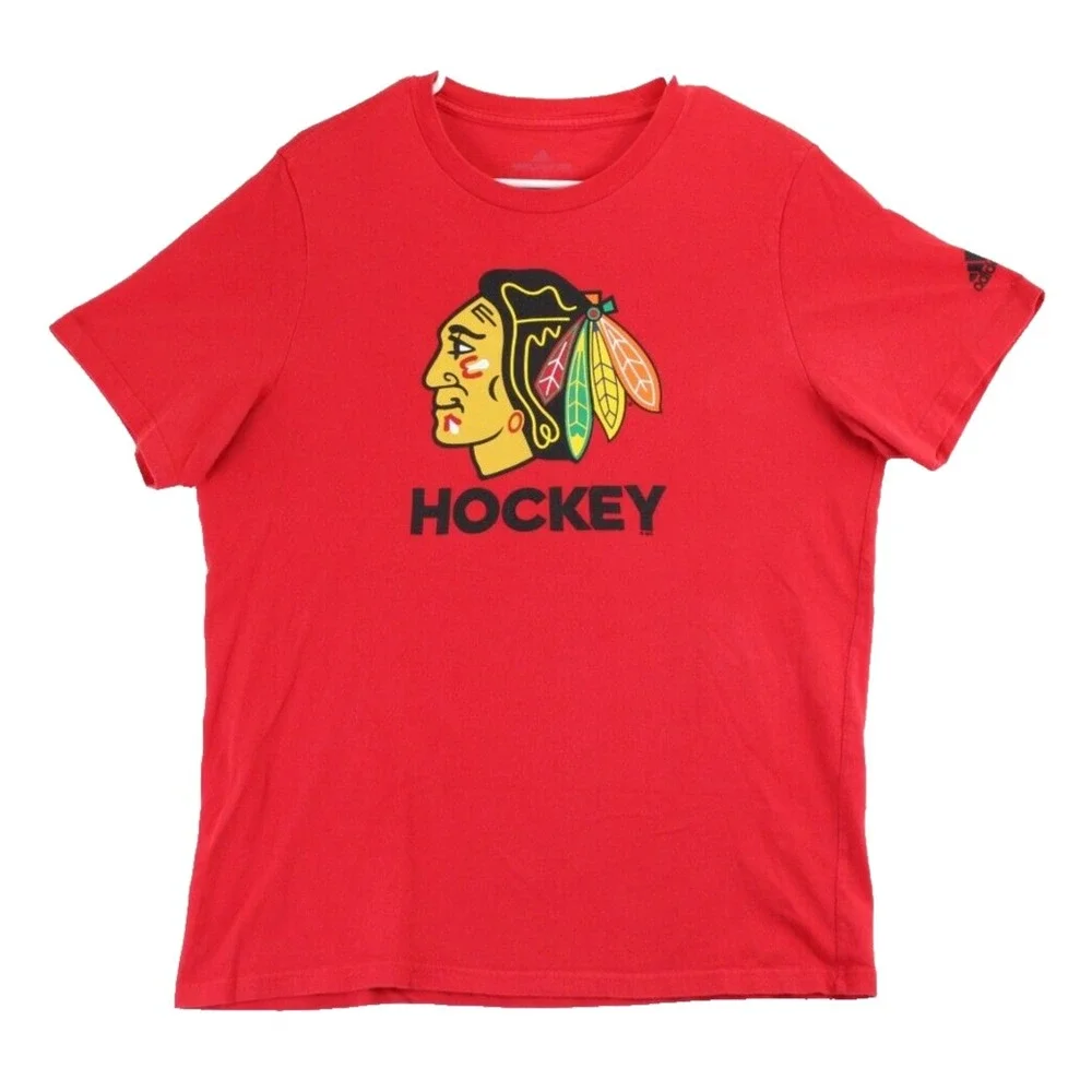 Adidas Chicago Blackhawks Hockey Graphic‎ T Shirt Mens Large Red NHL
