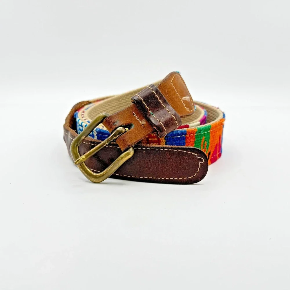 A Tail We‎ Could Wag Southwestern Serape Woven Belt Multicolor Cactus Sz 38