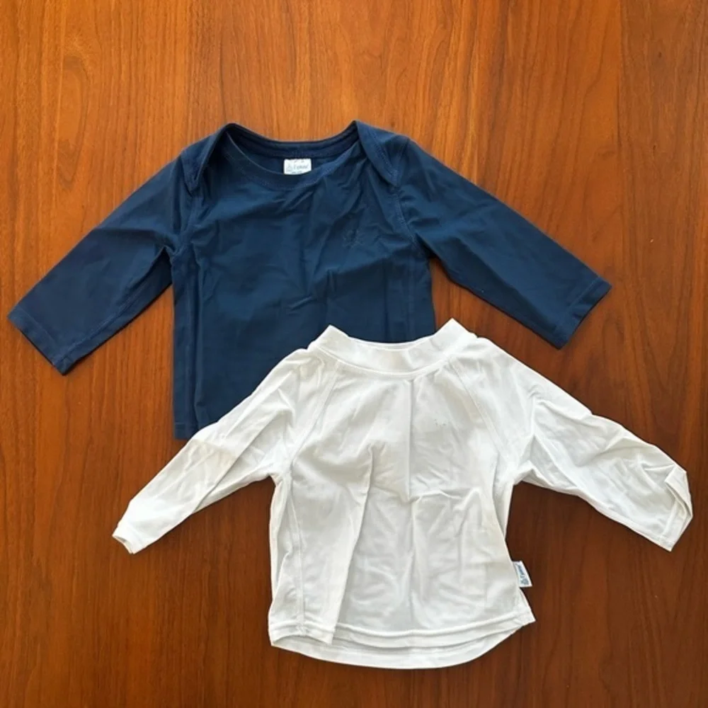 Set of 2 baby swim rash guards by I play in navy and white size 0-6 months